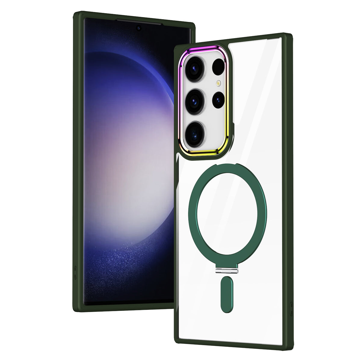 For Samsung Galaxy S23 Ultra Kickstand Magnetic Phone Case Clear TPU Acrylic Smartphone Cover For Samsung Galaxy S23 Ultra Kickstand Magnetic Phone Case Clear TPU Acrylic Smartphone Cover